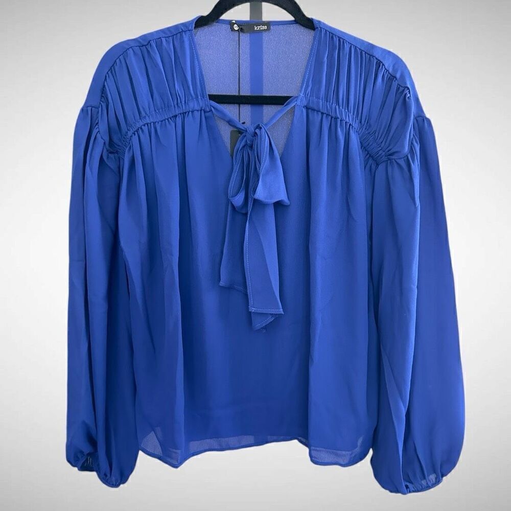 Revolve Krisa Los Angeles Chiffon Blouse in Royal Blue Size XS